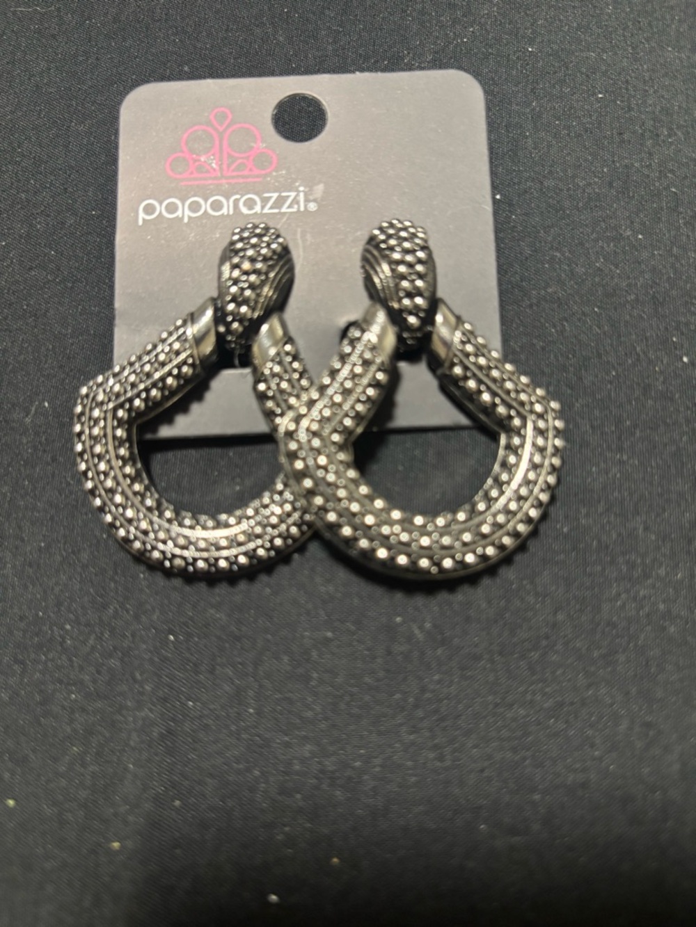 Clip on paparazzi Gunmetal Pave Twist Hoop Earrings